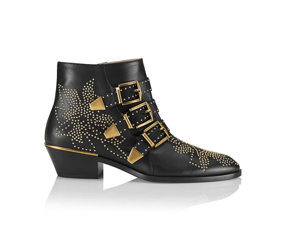 Chloé - Susanna Studded Leather Ankle Boots in Black, on Saks Fifth Avenue