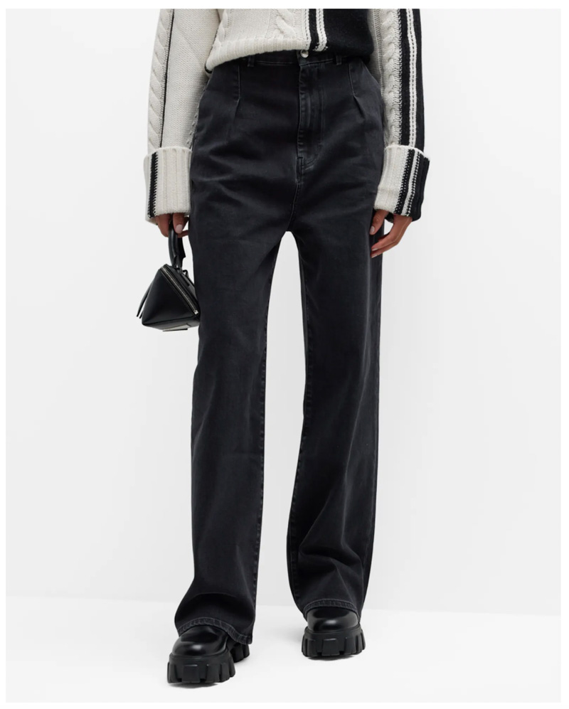 Loulou Studio - Attu Wide-Leg Denim Pants in Washed Grey, on Neiman Marcus